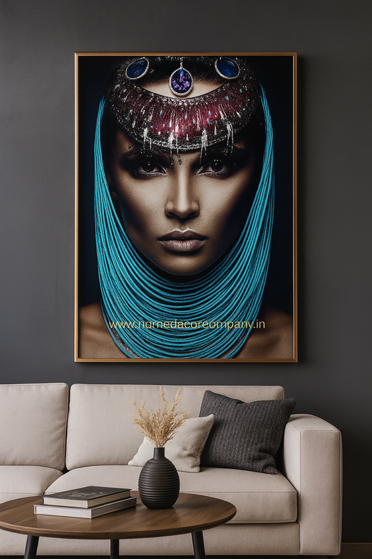 Hdc Realism Metallic Woman Portrait Print Canvas Printing Painting Created Wall Paintings Art Poster for Living Room Decor