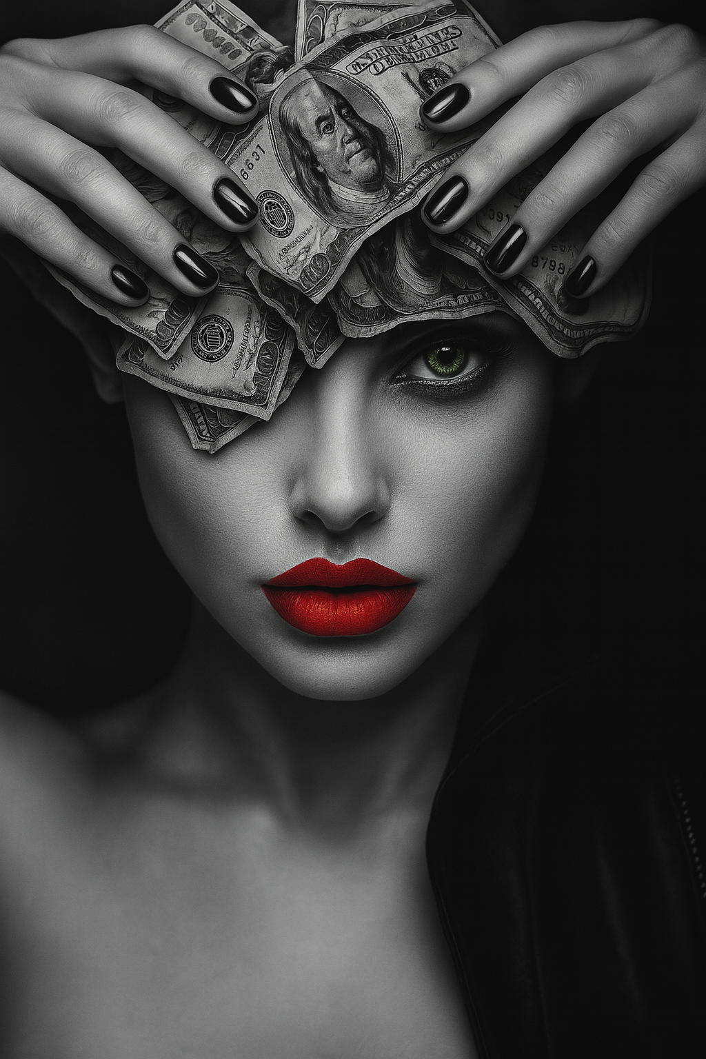 Hdc Modern Sexy Woman With Red Lips and Dollars Canvas Paintings on the Wall Art Posters and Prints Pictures for Home Decoration