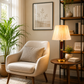 HDC Luxury Wooden Finish Table Lamp with Fabric Shade for Bedside & Living Room Lamp