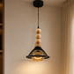 Ojaro Rustic Wooden Mesh Pendant Light for Bedroom, Living Room