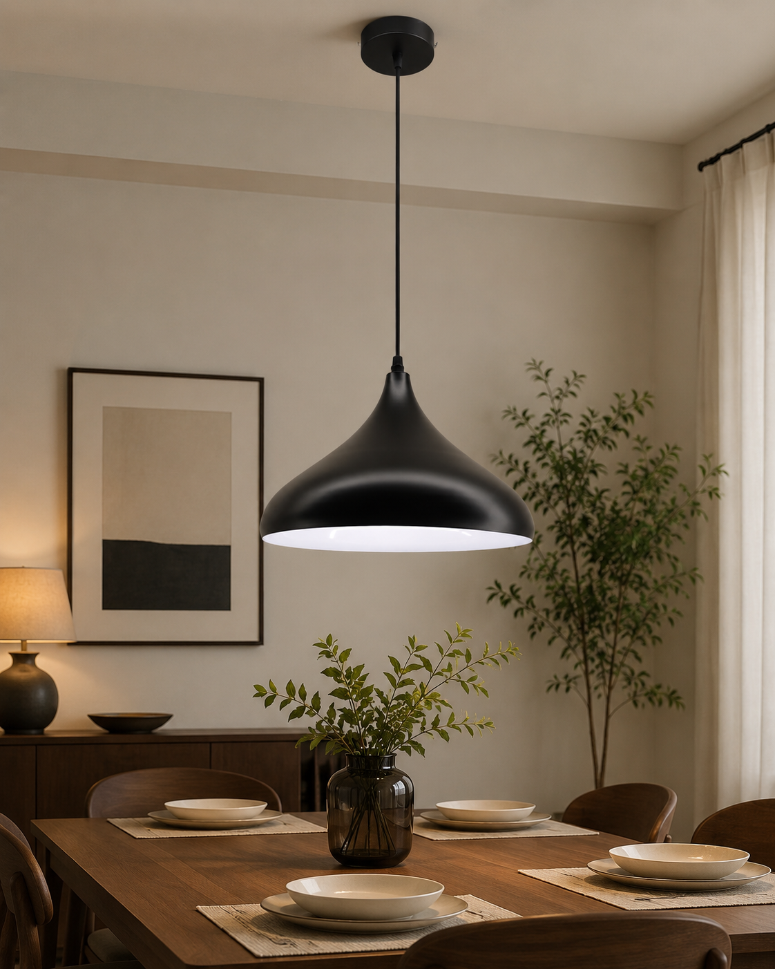 Ojaro Modern Dome Metal Pendant Light for Dining & Kitchen, Bedroom, Cafe