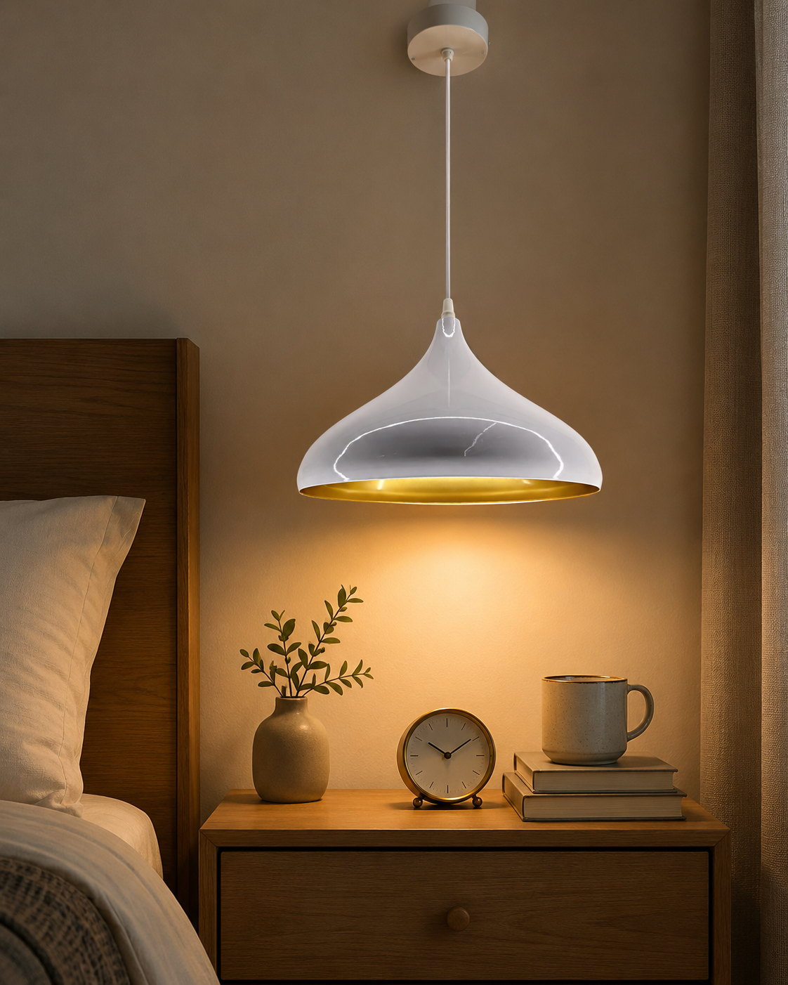 Ojaro Modern Dome Metal Pendant Light for Dining & Kitchen, Bedroom, Cafe