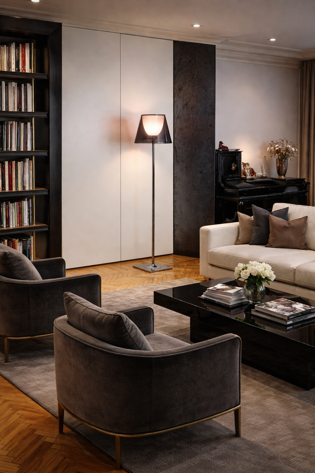 HDC Luxury Minimalist Smoke Shade Floor Lamp For Living Room, Office