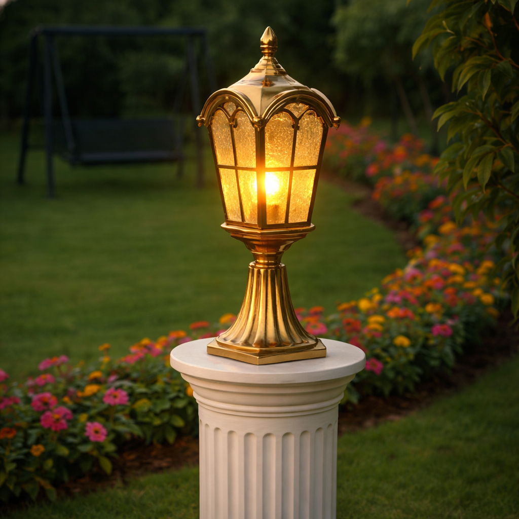 HDC Luxury Black/Coffee/Gold Outdoor Garden Gate Light for Garden Pillars