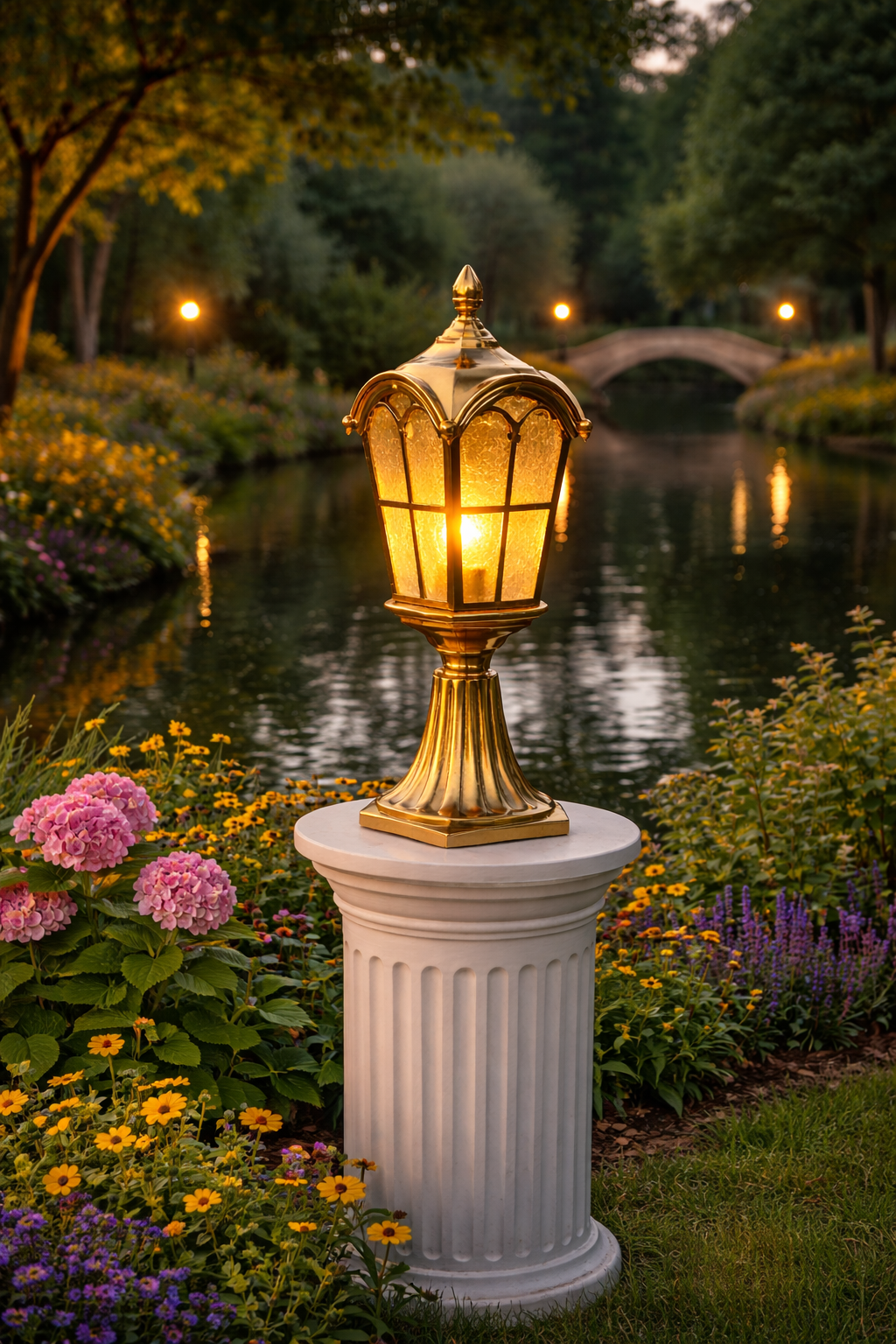 HDC Luxury Black/Coffee/Gold Outdoor Garden Gate Light for Garden Pillars