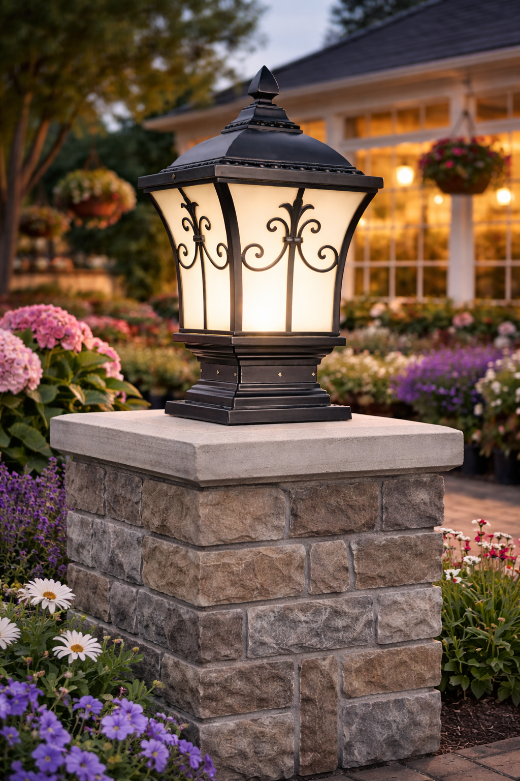 HDC Luxury Coffee/Black/Gold Outdoor Gate Pillar Light