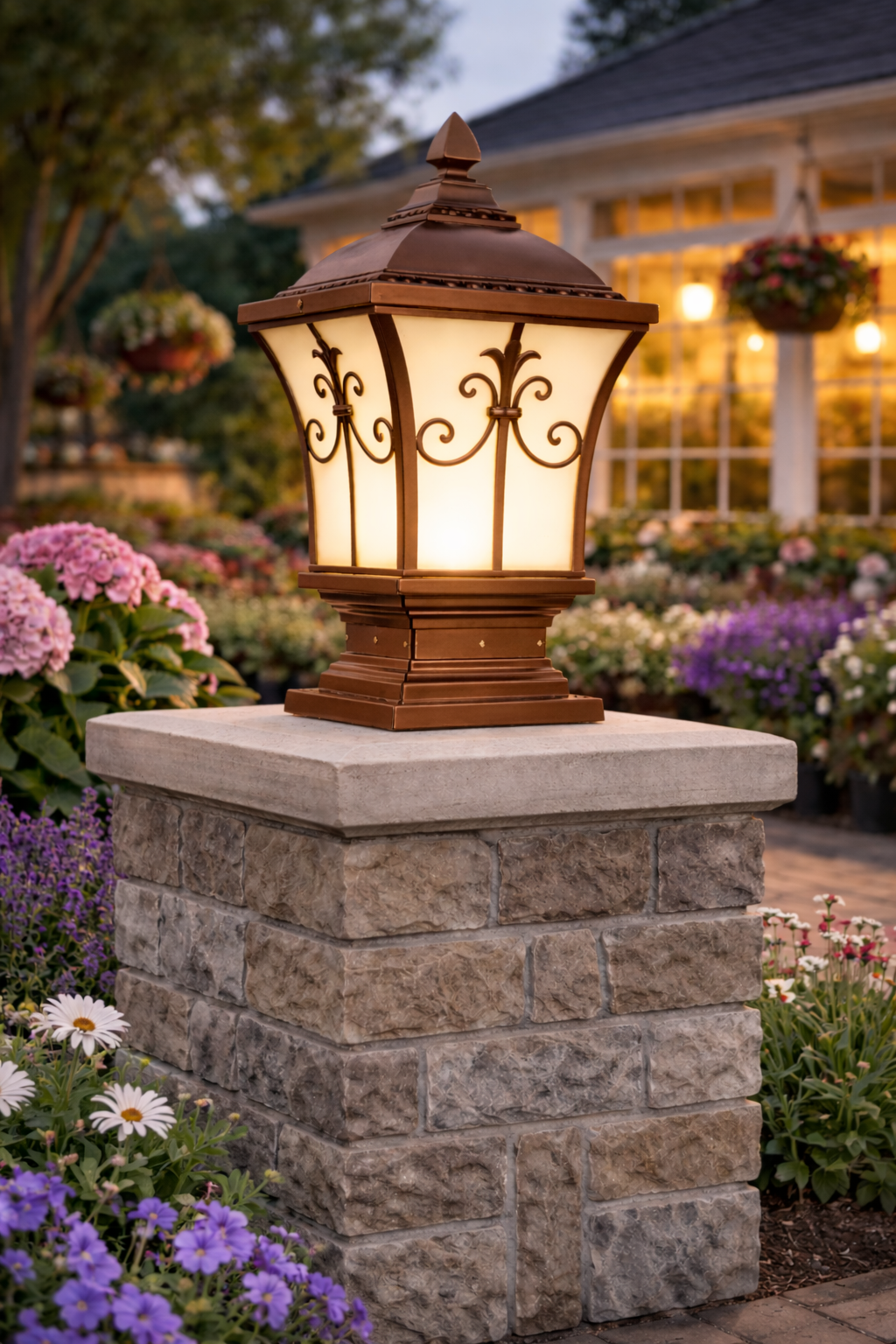 HDC Luxury Coffee/Black/Gold Outdoor Gate Pillar Light