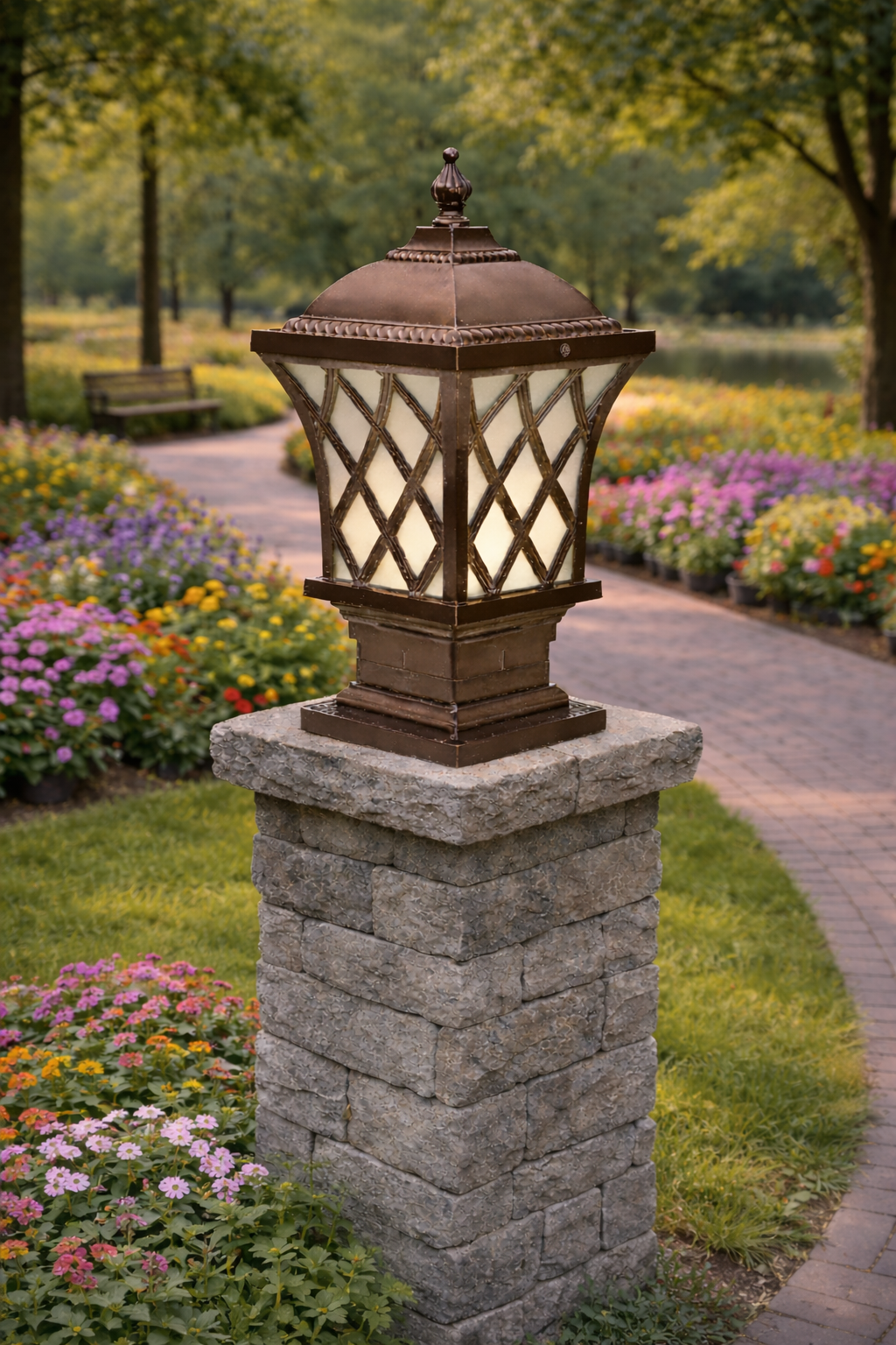 HDC Luxury Coffee/Black/Gold Outdoor Gate Light for Gate Walls, Garden Pillars