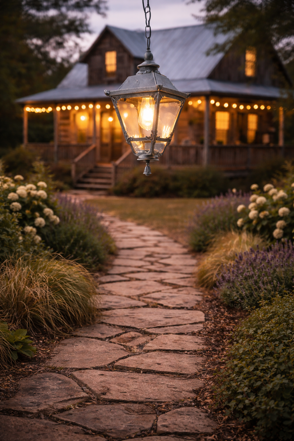 HDC Classic Black Rustic Outdoor Hanging Lantern for Farmhouse, Porch & Balcony