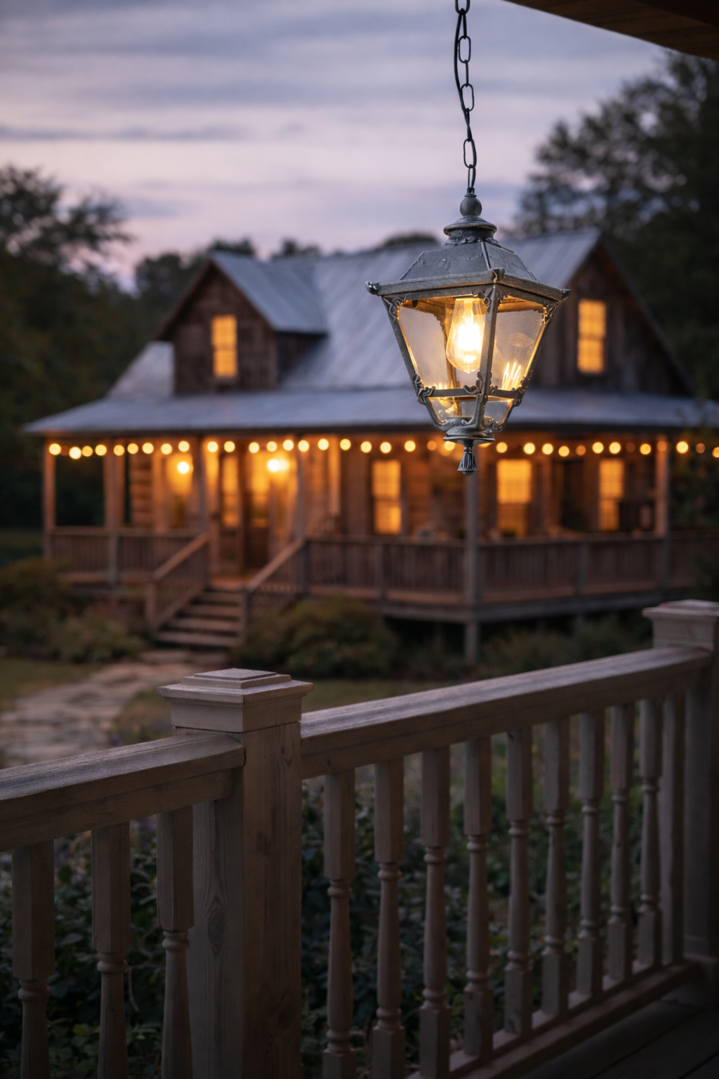 HDC Classic Black Rustic Outdoor Hanging Lantern for Farmhouse, Porch & Balcony