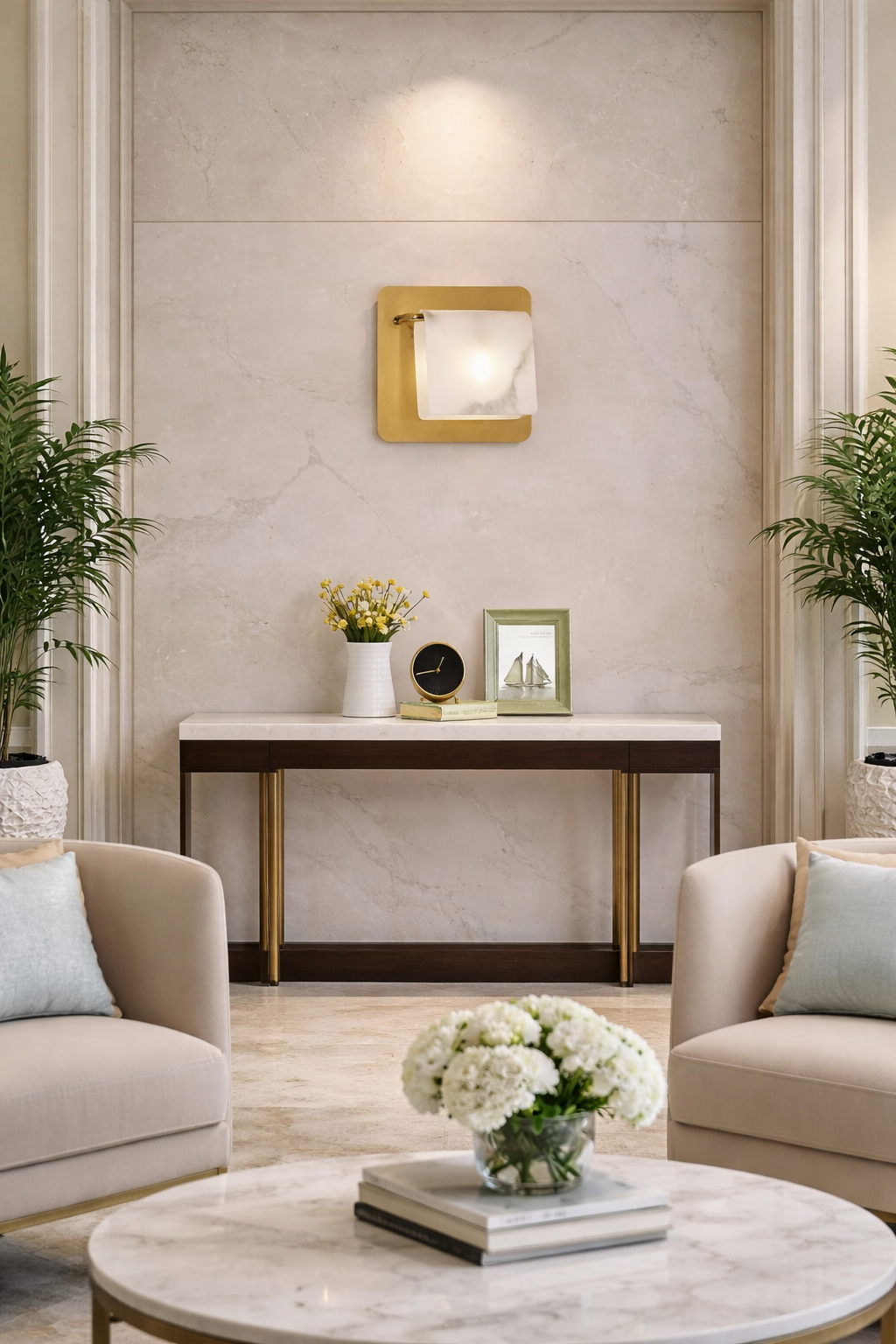 HDC Modern Gold Finish Luxury Frosted Glass Square Wall Light for Living Room, Bedroom