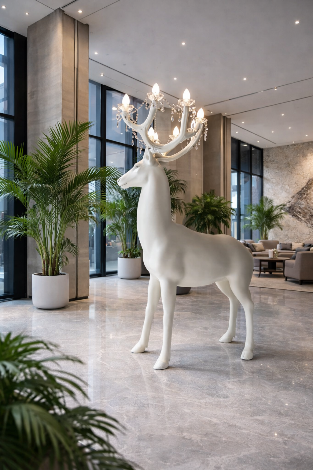 HDC Luxury Deer Sculpture Floor Lamp – Artistic Statement Lighting