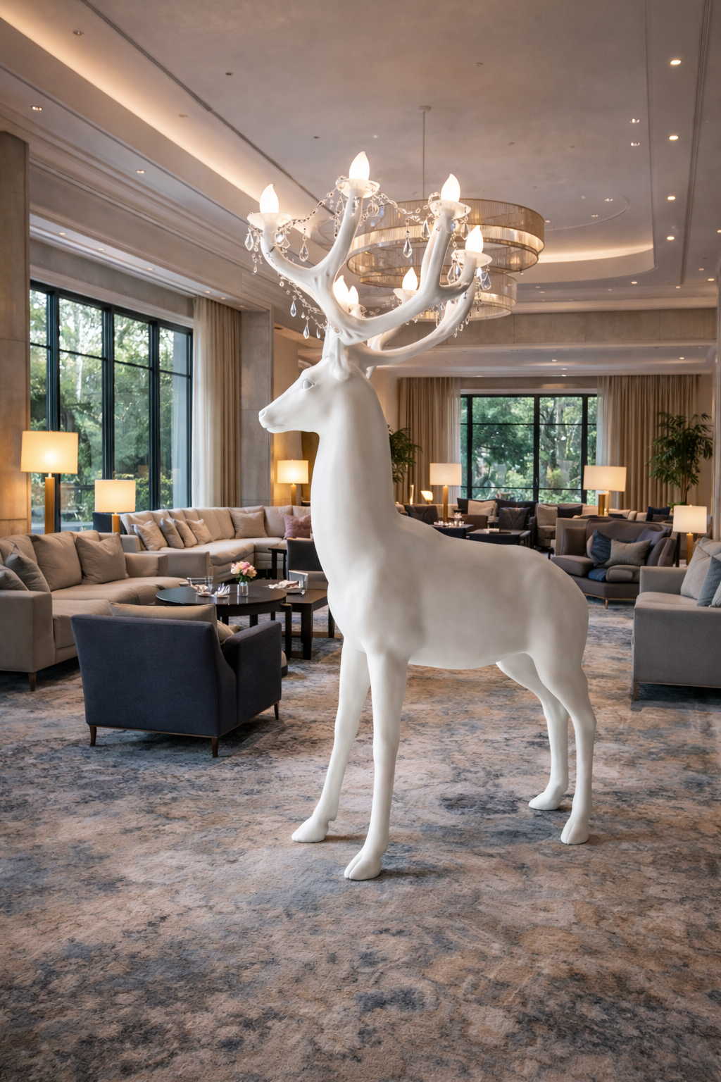 HDC Luxury Deer Sculpture Floor Lamp – Artistic Statement Lighting
