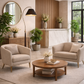 HDC Luxury Wooden Floor Lamp with Fabric Shade for Bedroom, Living Room