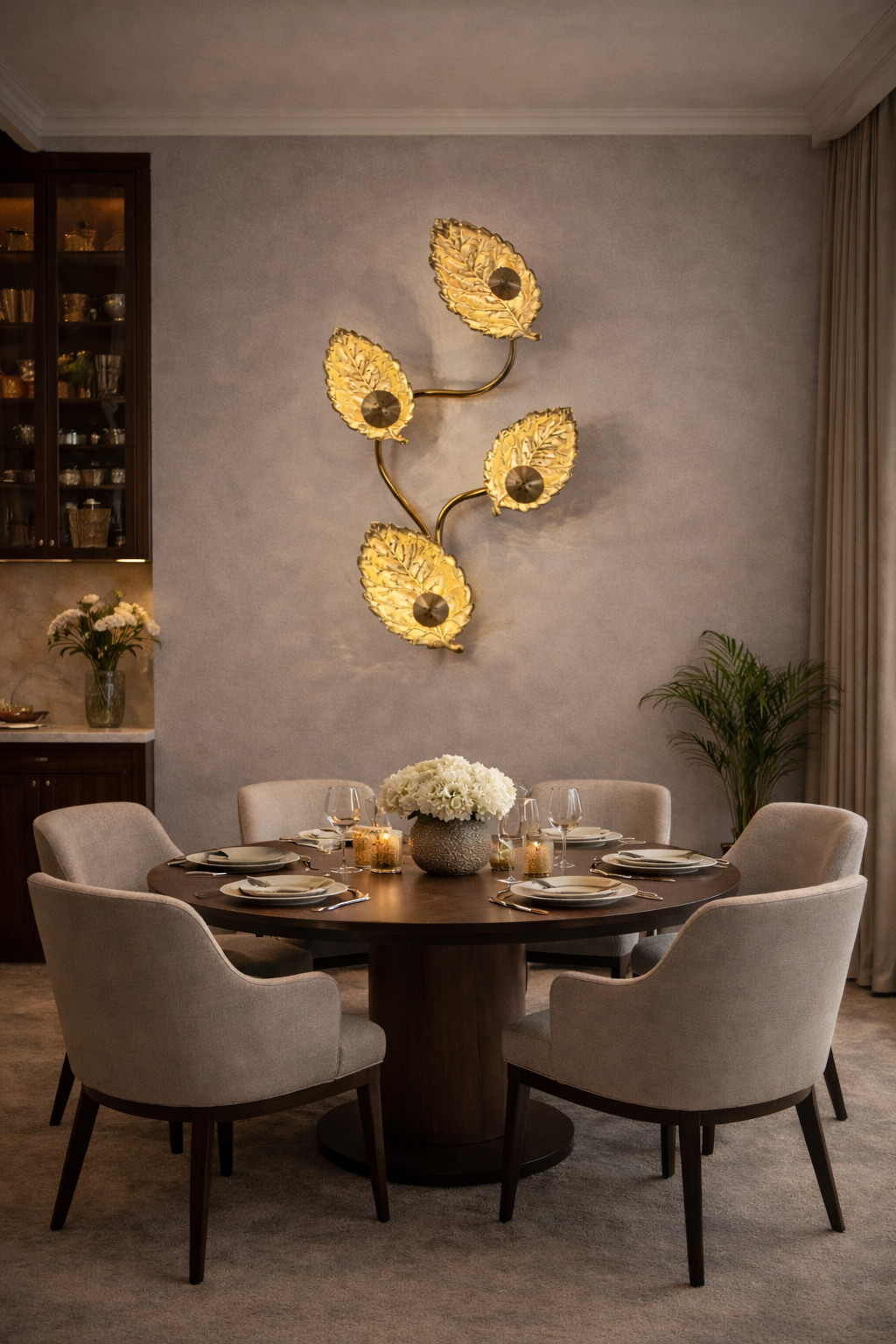 HDC Luxury Golden Leaf Designer Wall Light for Living Room, Bedroom