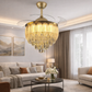 HDC 42 Inches Luxury Crystal Ceiling Fan Chandelier with Leaf Design