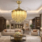 HDC 42 Inches Luxury Crystal Ceiling Fan Chandelier with Leaf Design