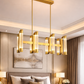HDC 8 Lights Luxury Linear Gold Crystal Chandelier Light