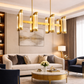 HDC 8 Lights Luxury Linear Gold Crystal Chandelier Light