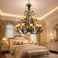 HDC Luxury 16 Lights Multi-Tier Classic Iron Chandelier with Frosted Glass Shades for Living Room