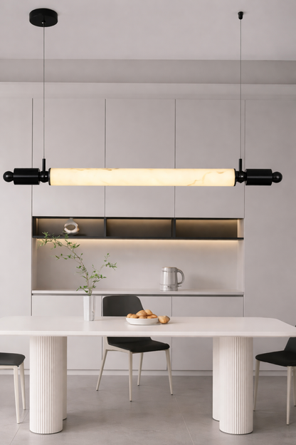 HDC Luxury Marble Finish Modern Designer Hanging Linear Chandelier for Dining Table & Kitchen Island