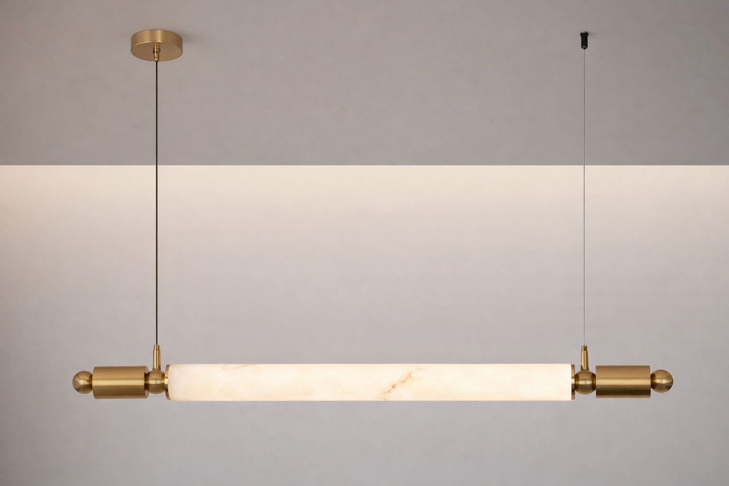 HDC Luxury Marble Finish Modern Designer Hanging Linear Chandelier for Dining Table & Kitchen Island