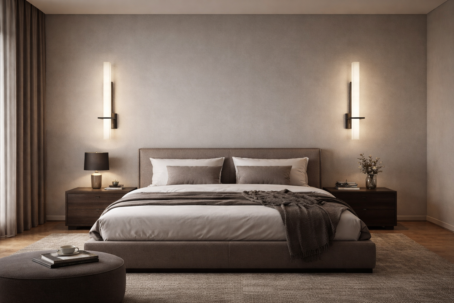 HDC Luxury Marble Finish Gold/Black Vertical LED Wall Light For Living Room, Bedroom