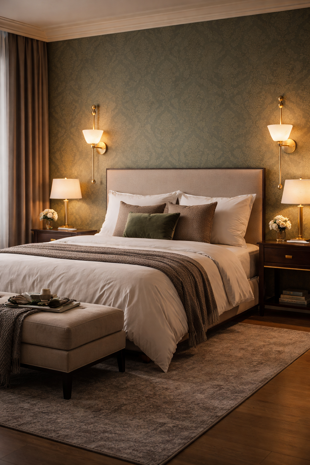 HDC Luxury Frosted Glass Marble Brass Finish Wall Light For Living Room