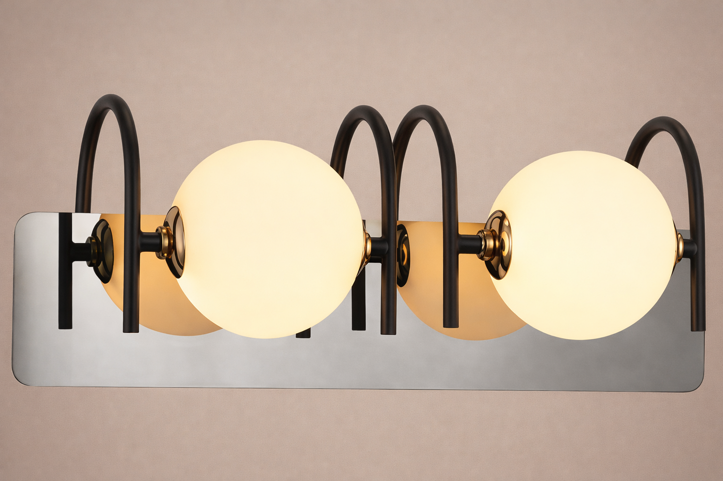 HDC Luxury Black & Rose Gold Dual Globe Vanity Mirror Light
