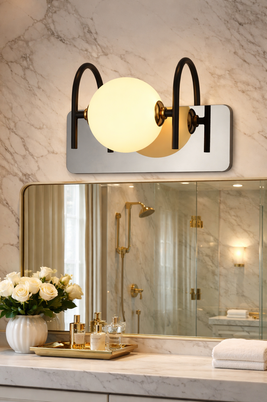 HDC Luxury Black & Rose Gold Dual Globe Vanity Mirror Light