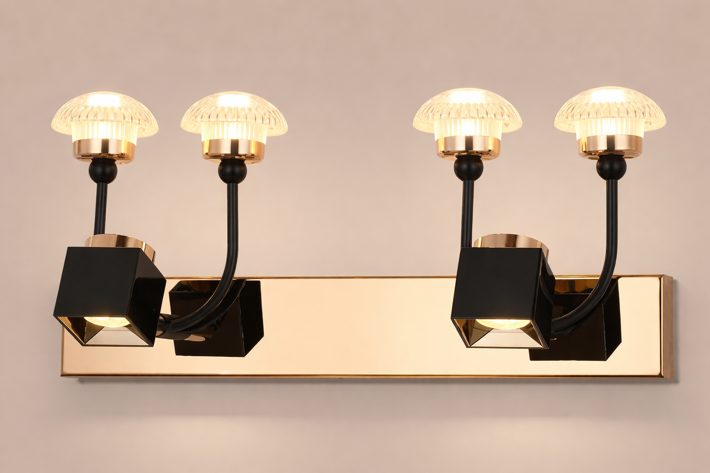 HDC Luxury Black & Rose Gold Dual Mushroom Crystal Mirror Light