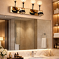 HDC Luxury Black & Rose Gold Dual Globe Mirror Light for Washroom