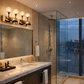 HDC Luxury Black & Rose Gold Dual Globe Mirror Light for Washroom