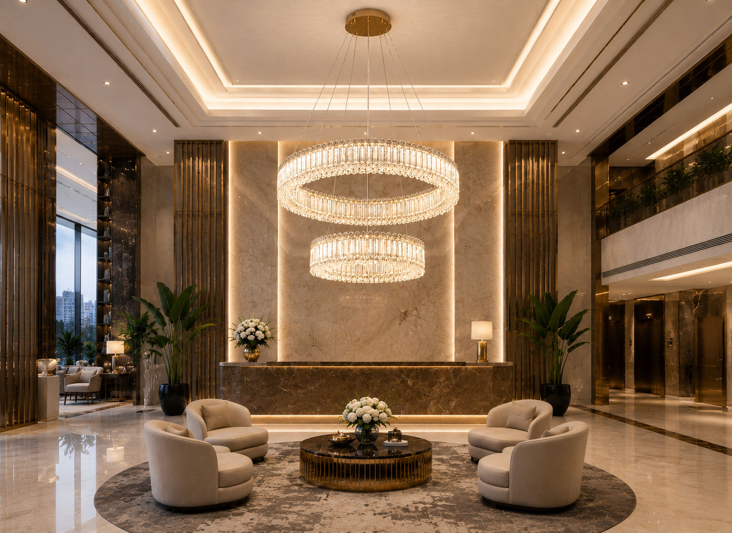 HDC Luxury Crystal Ring Chandelier for Bedroom, Living Room