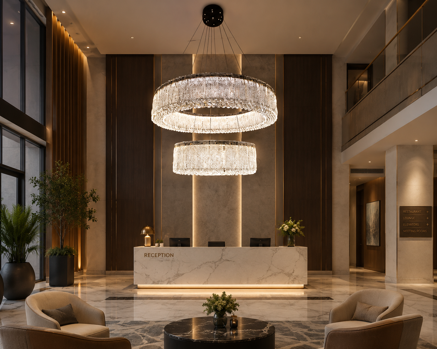 HDC Luxury Crystal Drum Hanging Chandelier Light