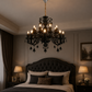 HDC 16 Lights Black/White Crystal Glass Chandelier Light for Living Room & Dining Area