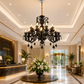 HDC 16 Lights Black/White Crystal Glass Chandelier Light for Living Room & Dining Area
