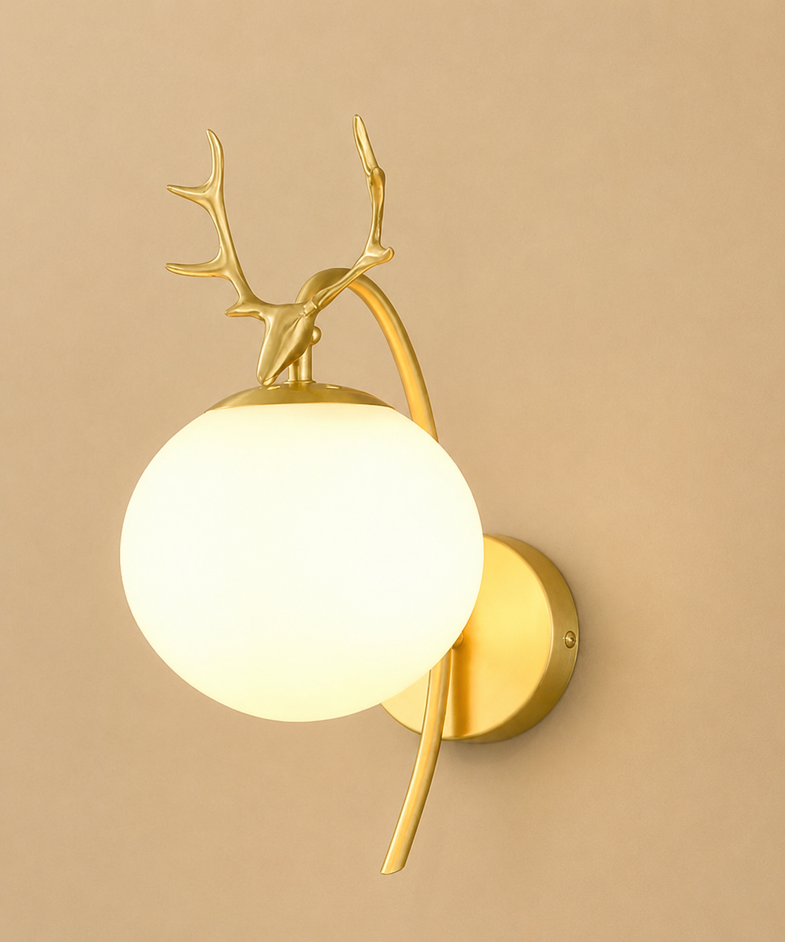 HDC Modern Deer Antler Globe Wall Light for Bedroom & Living Room