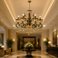 HDC Vintage Crystal 6 Light Antique Brass Chandelier Ceiling Light for Bedroom, Living Room