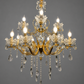 HDC Luxury 15 Light Gold Crystal Glass Chandelier Ceiling Light for Living Room, Dining Hall & Hotel Lobby