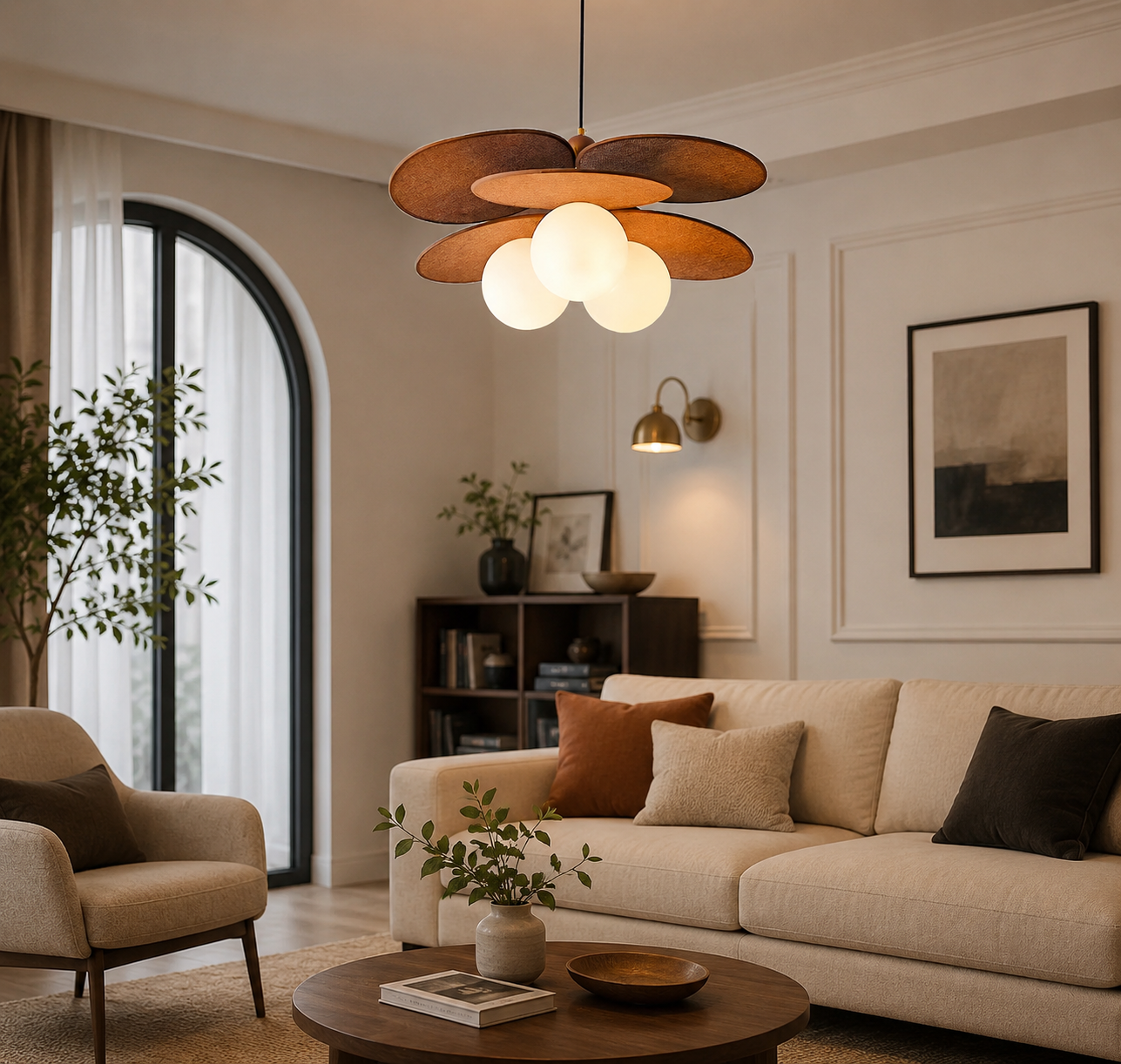 HDC Vintage Woven Rattan Pendant Light for Bedroom, Living Room