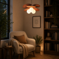 HDC Vintage Woven Rattan Pendant Light for Bedroom, Living Room