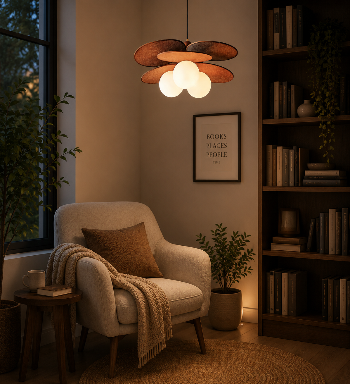 HDC Vintage Woven Rattan Pendant Light for Bedroom, Living Room