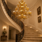 HDC 45 Light Luxury Gold Crystal Multi-Tier Chandelier for Double Height Living Room, Hotel Lobby & Staircase