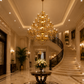 HDC 45 Light Luxury Gold Crystal Multi-Tier Chandelier for Double Height Living Room, Hotel Lobby & Staircase