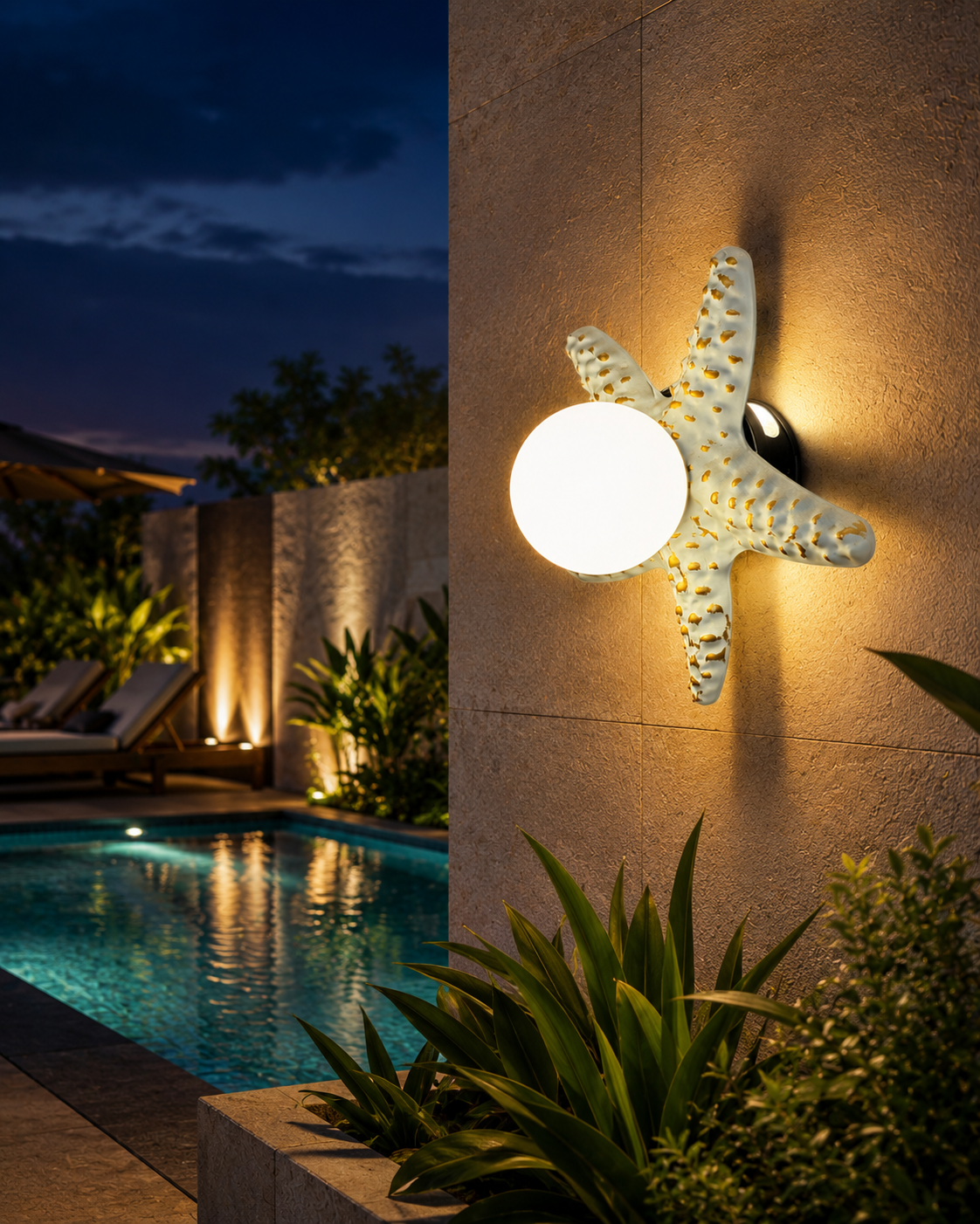 HDC Luxury Starfish Outdoor Wall Light for Outdoor Areas