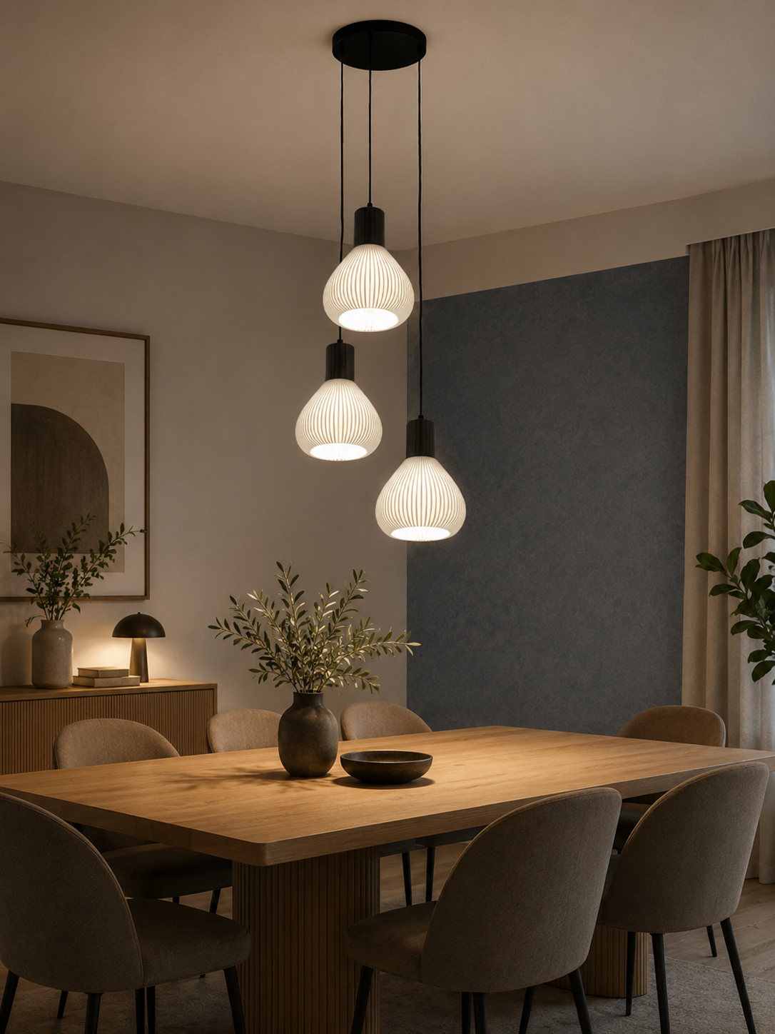 HDC Modern Triple Hanging Pendant Light for Living Room, Dining & Staircase Décor