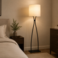 HDC Modern Black Fabric Floor Lamp for Living Room & Bedroom