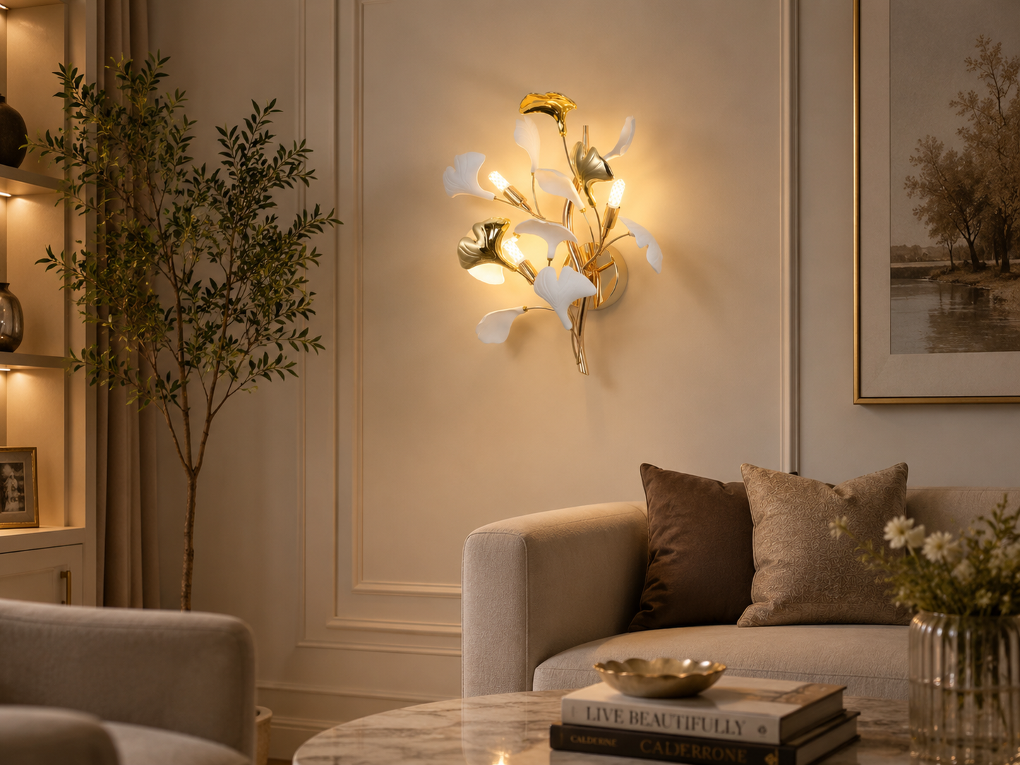 HDC Modern Tree Leaf Wall Light For Living Room