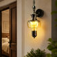HDC Modern Vintage Amber Glass Wall Light for Bedroom, Living Room